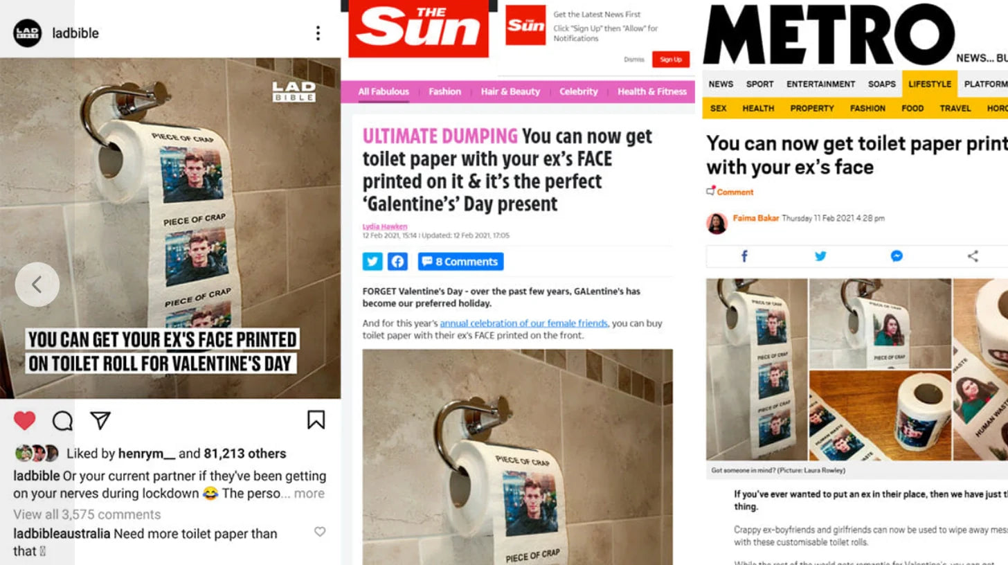 Get Your Ex Printed on Toilet Paper – As Seen in LadBible, The Mirror & More!