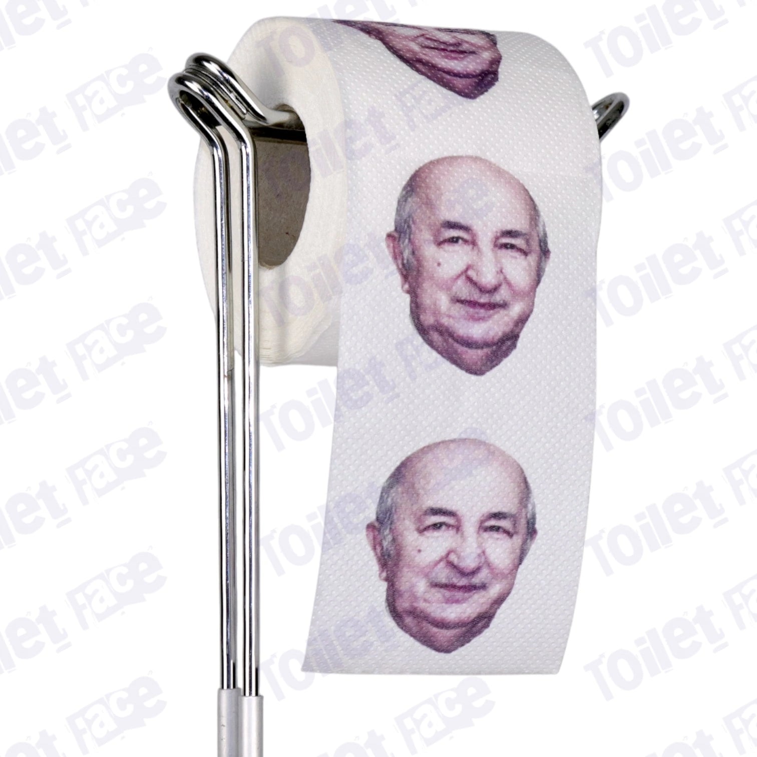 Abdelmadjid Tebboune Novelty Toilet Paper Product Image On A Stand