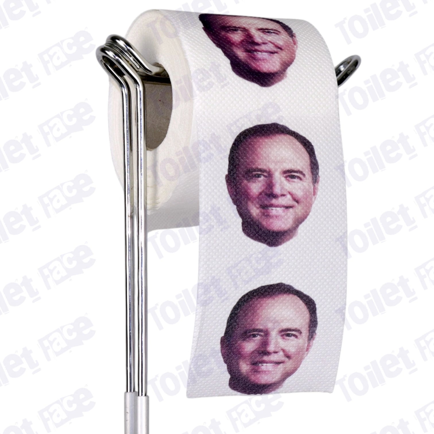 Adam Schiff Novelty Toilet Paper Product Image On A Stand