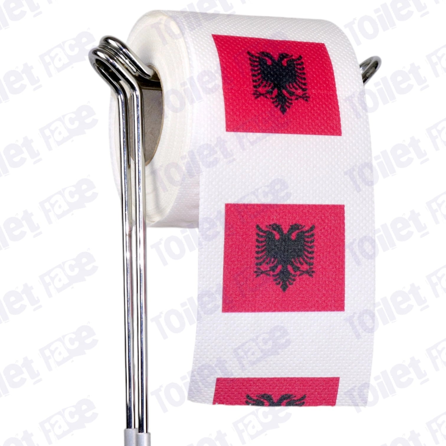 albania flag novelty toilet paper on a holder