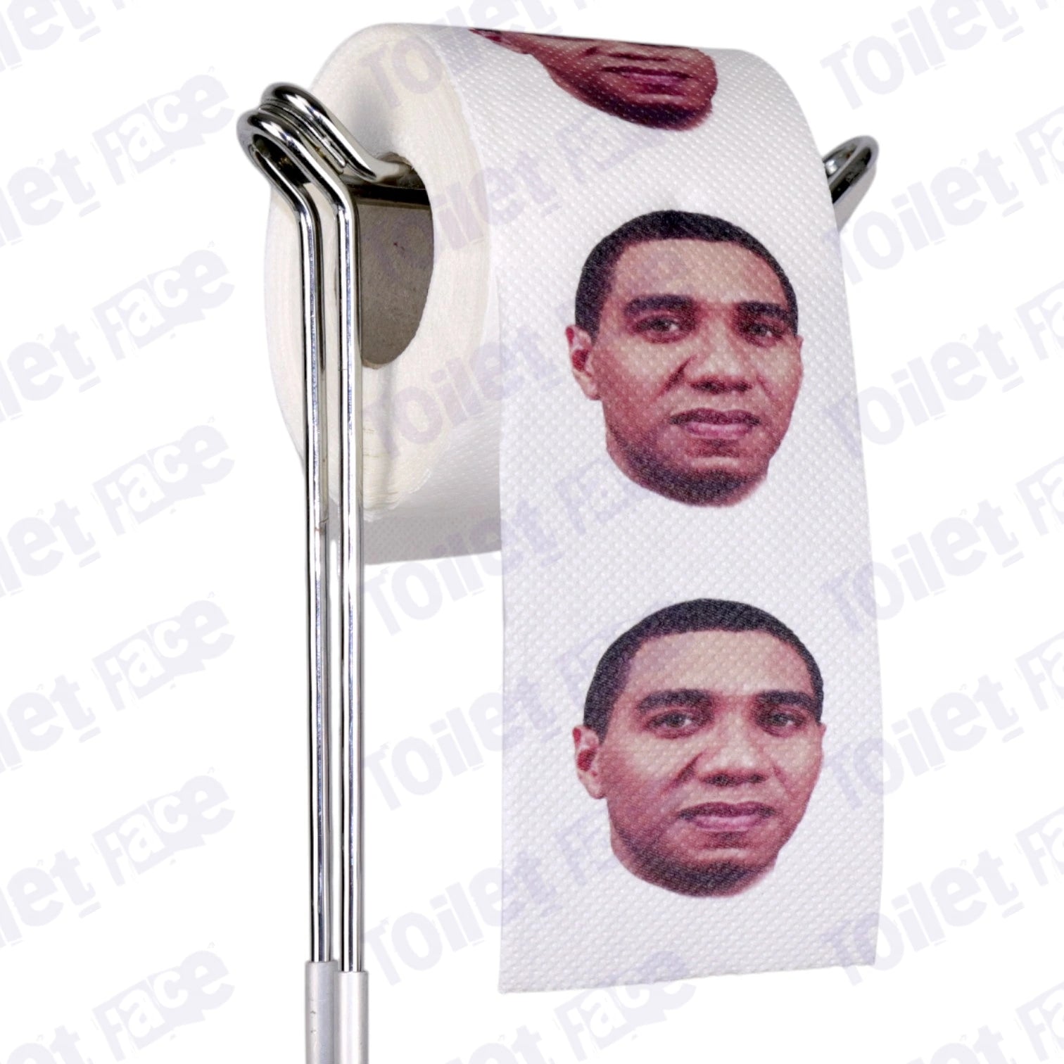 Andrew Holness Novelty Toilet Paper Product Image On A Stand