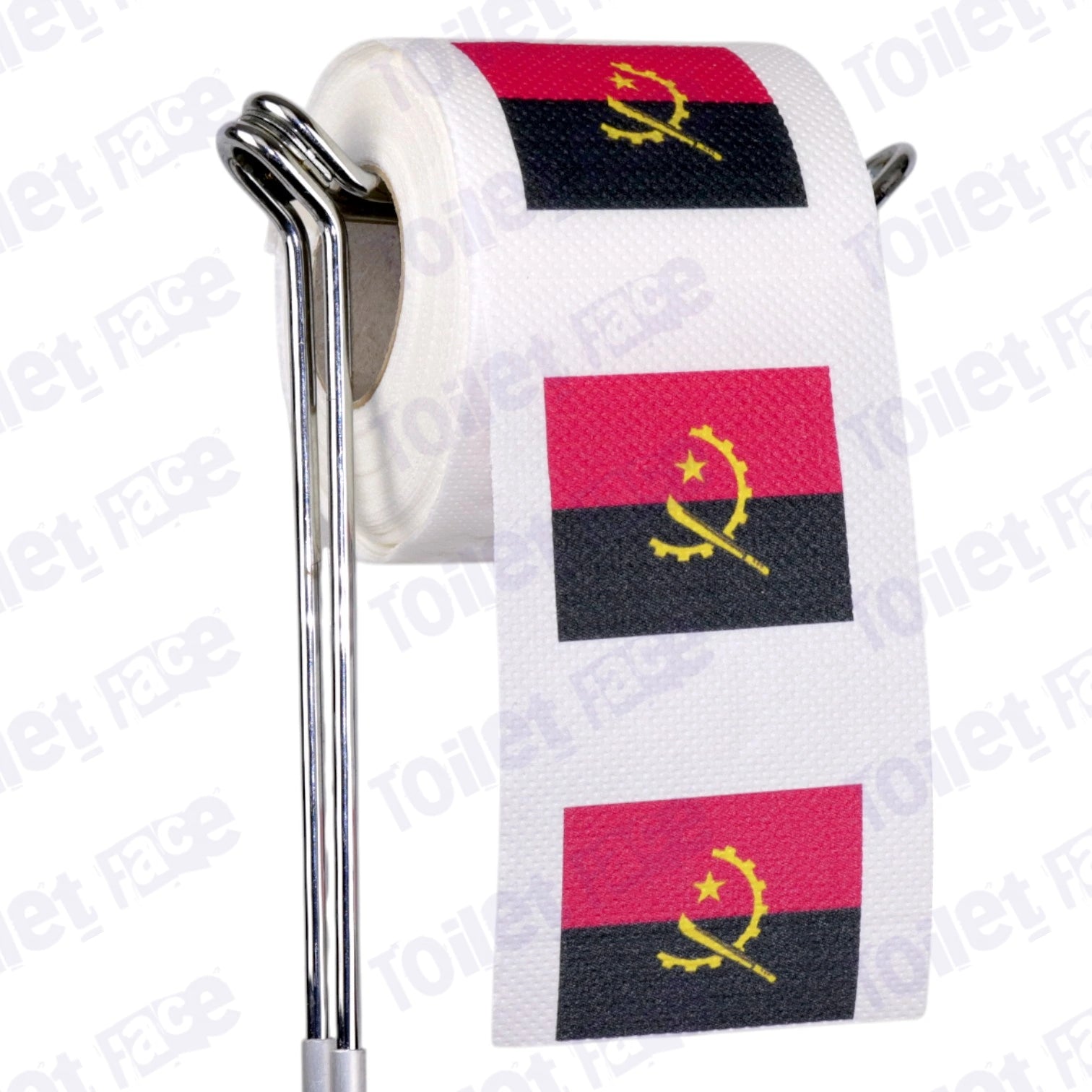 angola flag novelty toilet paper on a holder