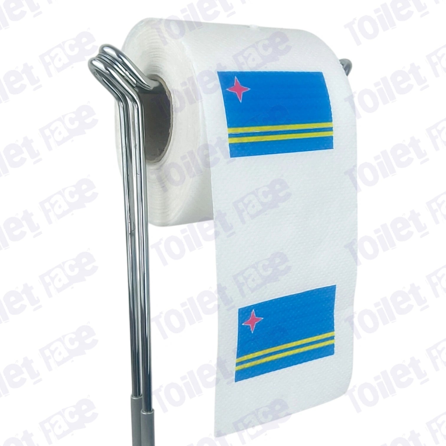 aruba flag novelty toilet paper on a holder
