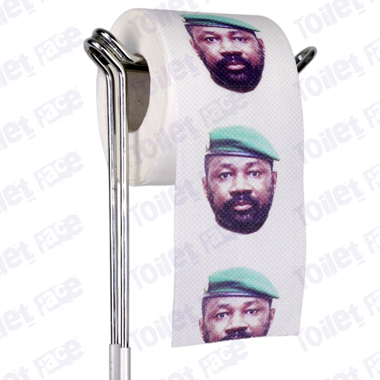 Assimi Goïta Novelty Toilet Paper Product Image On A Stand