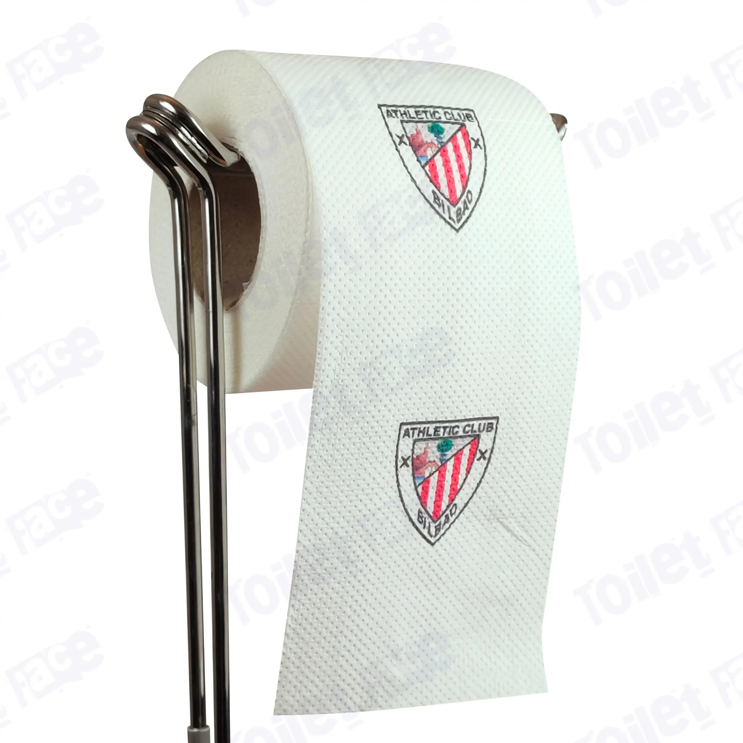 Athletic Bilbao Novelty Toilet Paper Product Image On A Stand|Athletic Bilbao Novelty Toilet Paper Product Image On It's Side|||||||||||||||