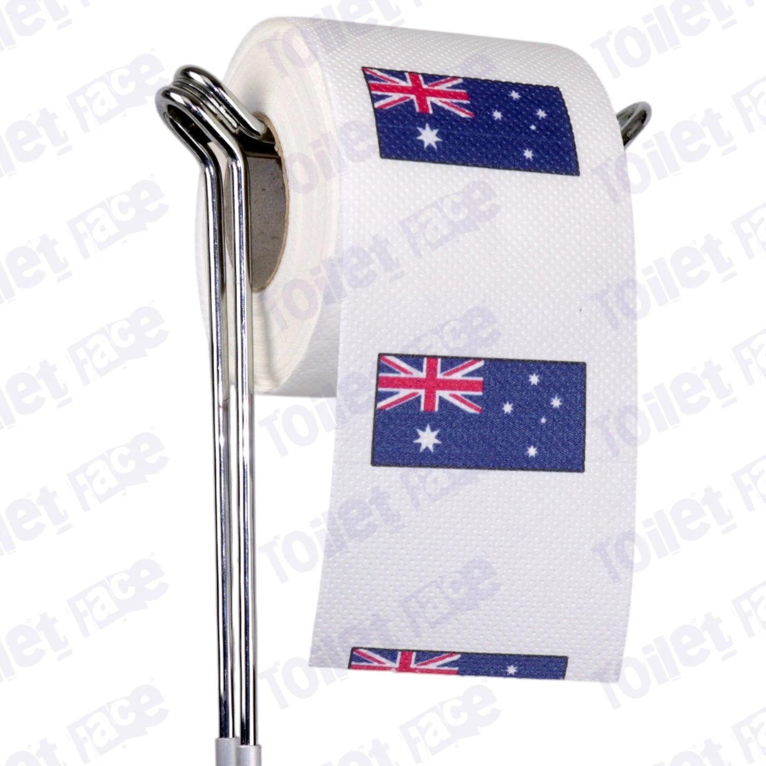 australia flag novelty toilet paper on a holder