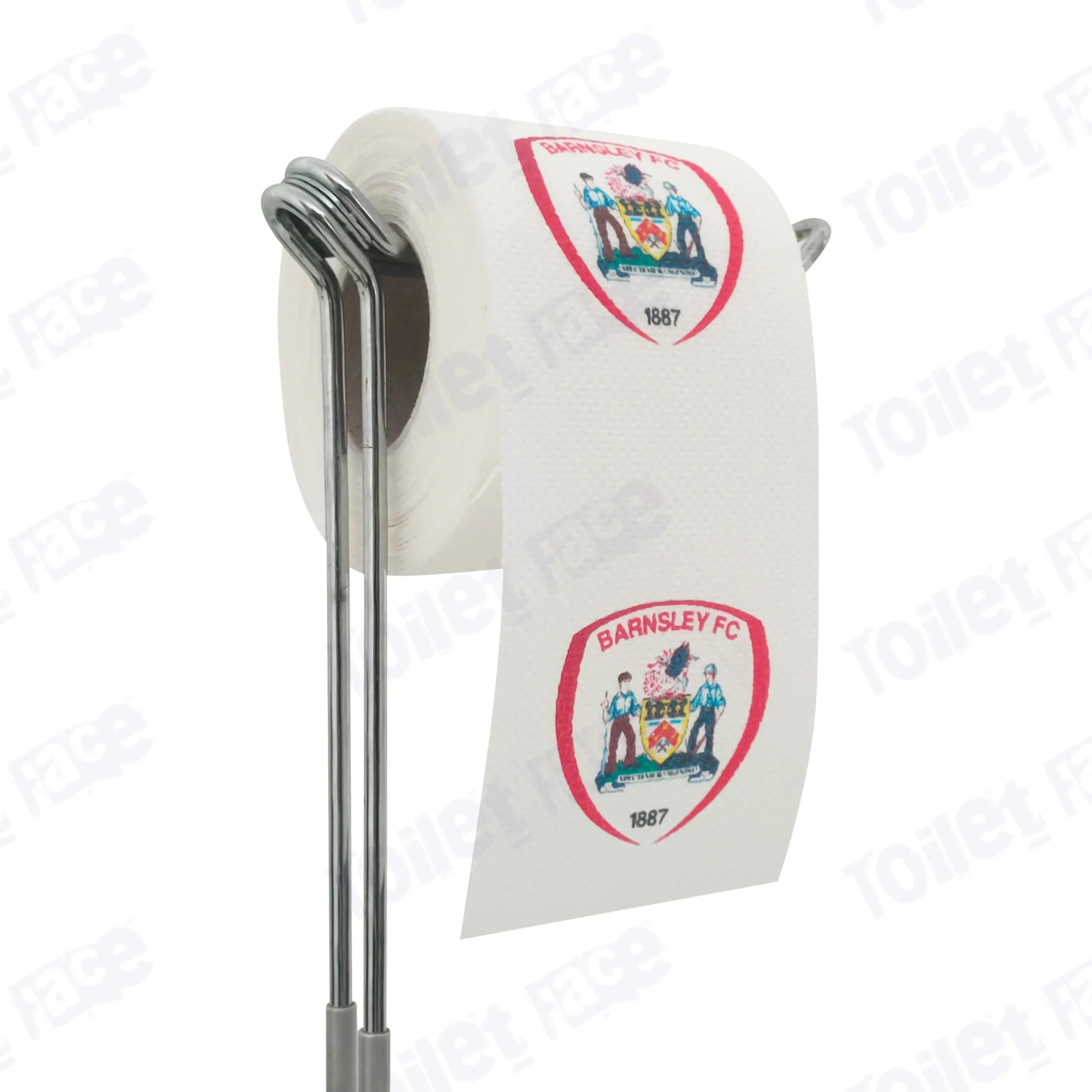 Barnsley Novelty Toilet Paper Product Image On A Stand|Barnsley Novelty Toilet Paper Product Image On It's Side|||||||||||||||