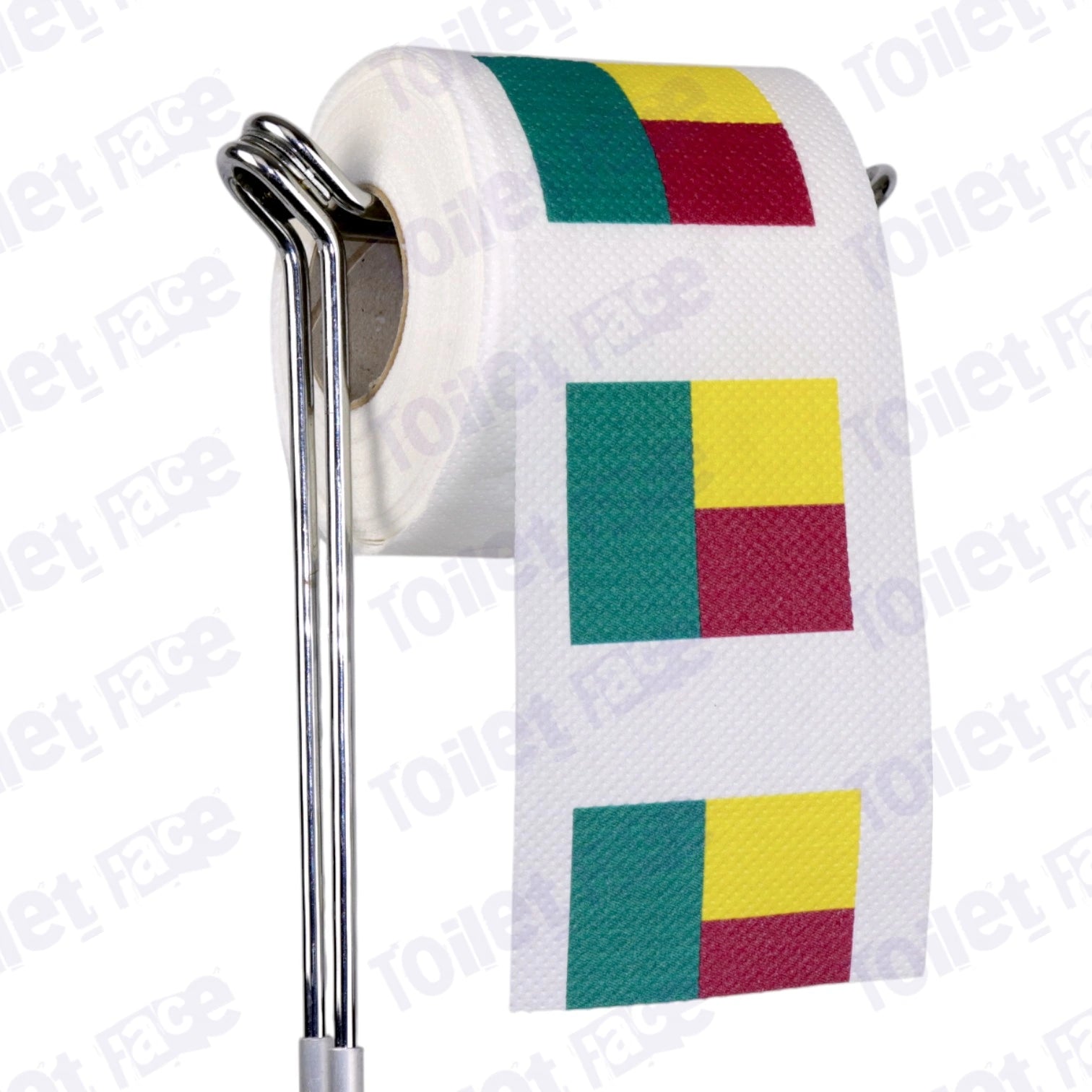 benin flag novelty toilet paper on a holder