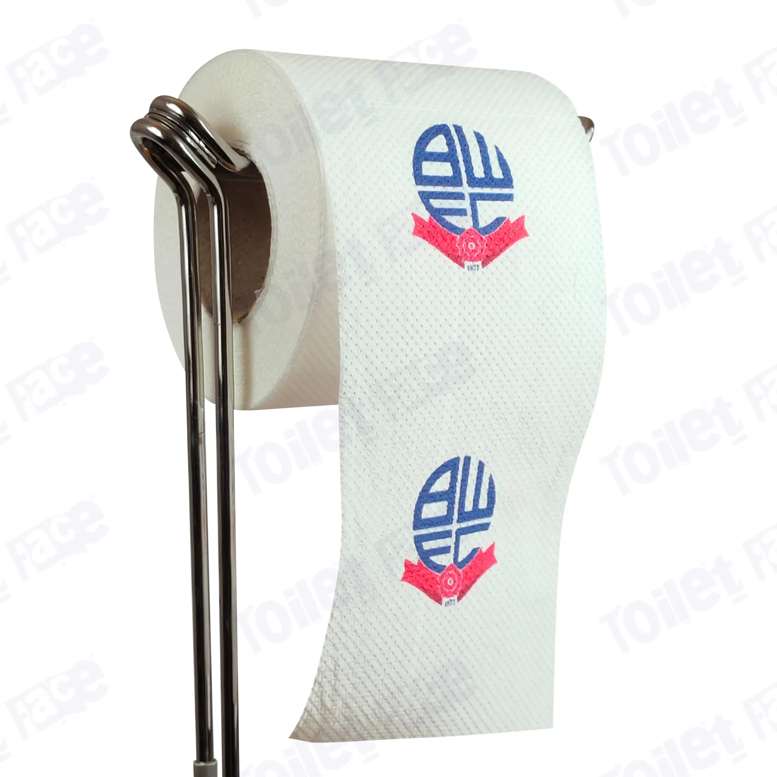 Bolton Wanderers Novelty Toilet Paper Product Image On A Stand|Bolton Wanderers Novelty Toilet Paper Product Image On It's Side|||||||||||||||