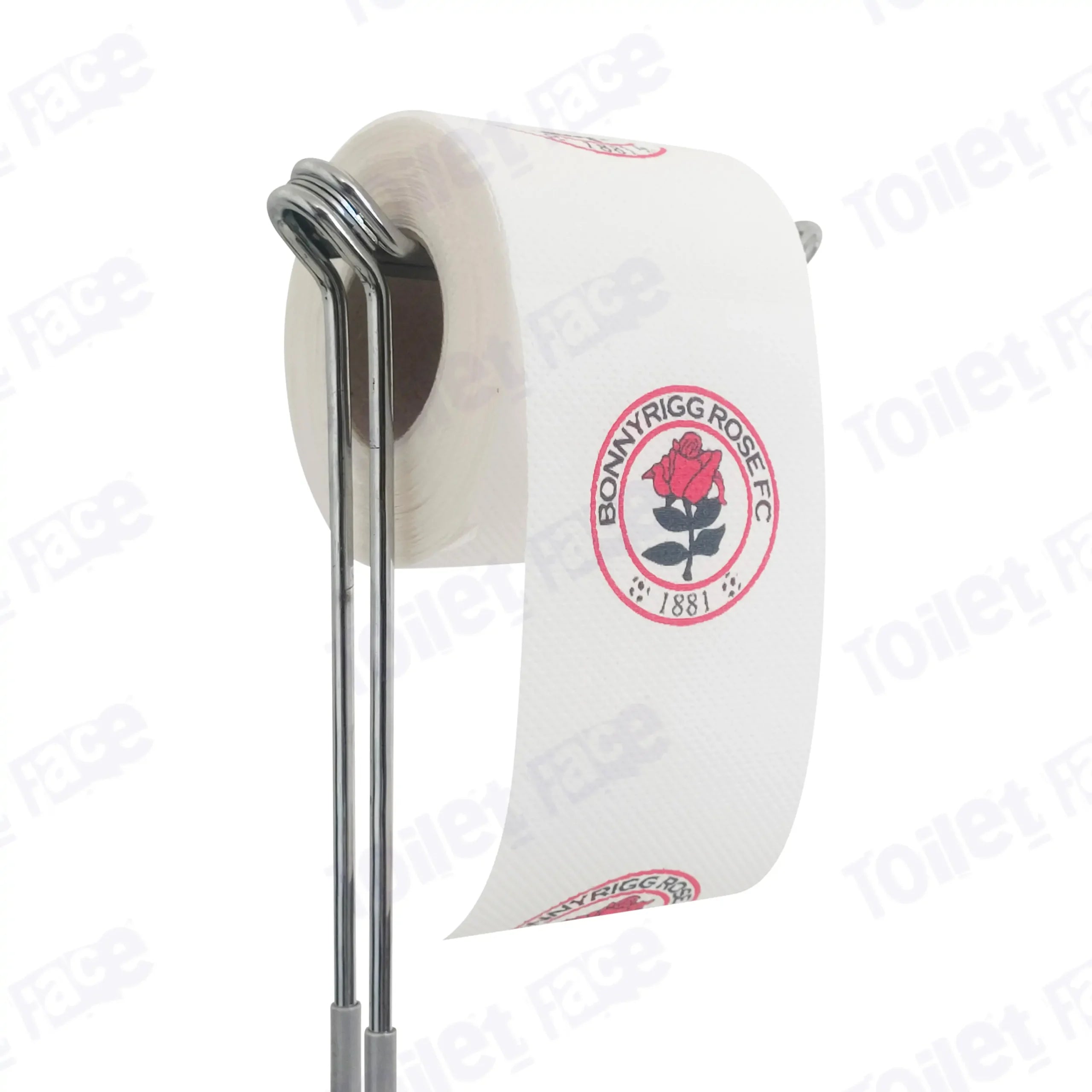 Bonnyrigg Rose Novelty Toilet Paper Product Image On A Stand|Bonnyrigg Rose Novelty Toilet Paper Product Image On It's Side|||||||||||||||