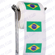 brazil flag novelty toilet paper on a holder