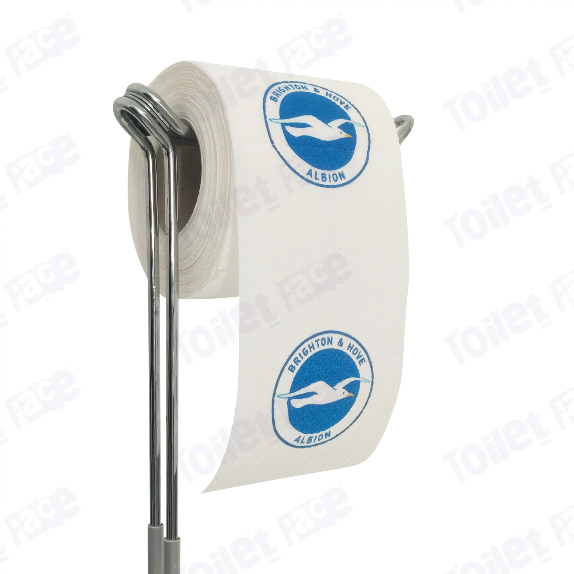 Brighton and Hove Albion Novelty Toilet Paper Product Image On A Stand|Brighton and Hove Albion Novelty Toilet Paper Product Image On It's Side|||||||||||||||||||||||