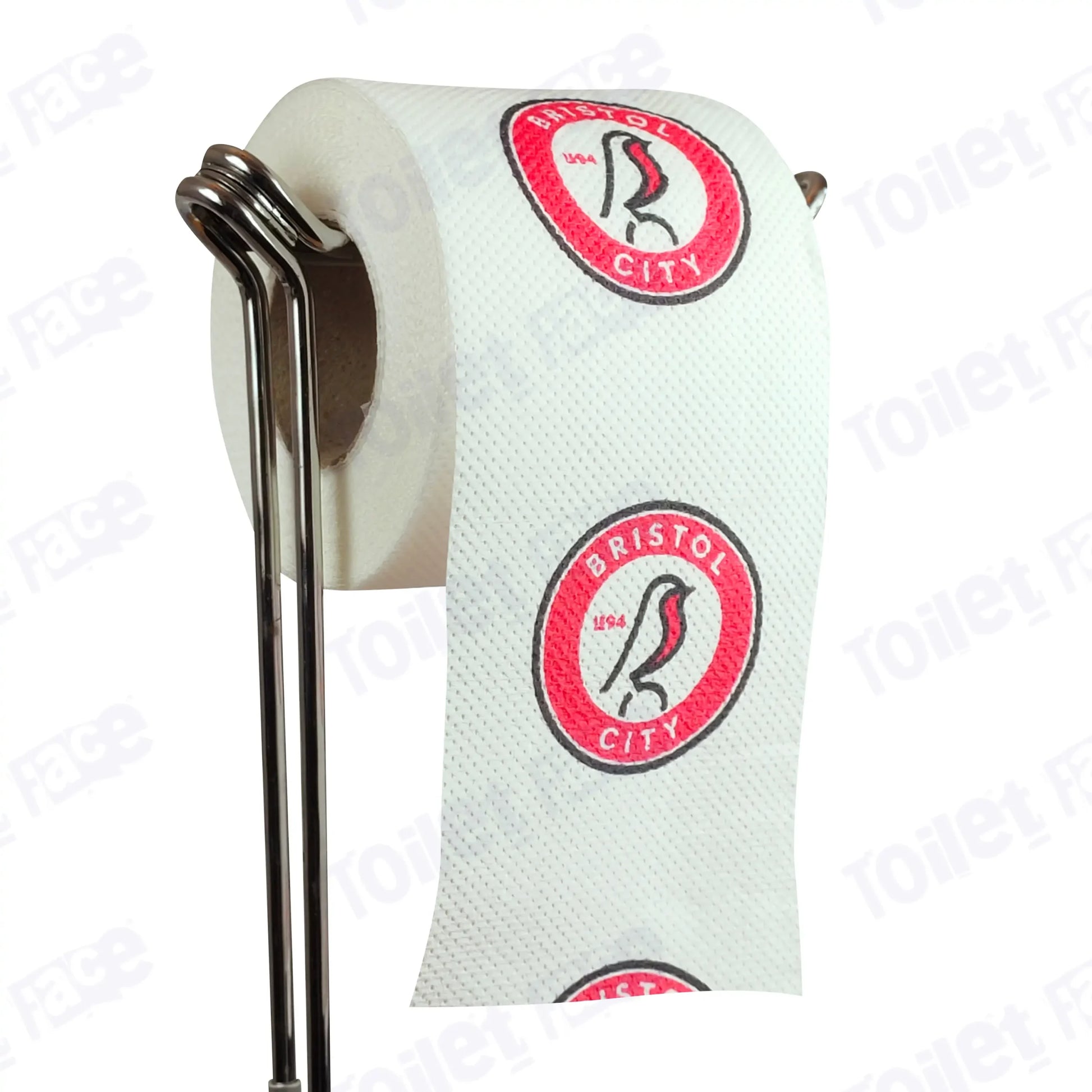 Bristol City Novelty Toilet Paper Product Image On A Stand|Bristol City Novelty Toilet Paper Product Image On It's Side|||||||||||||||