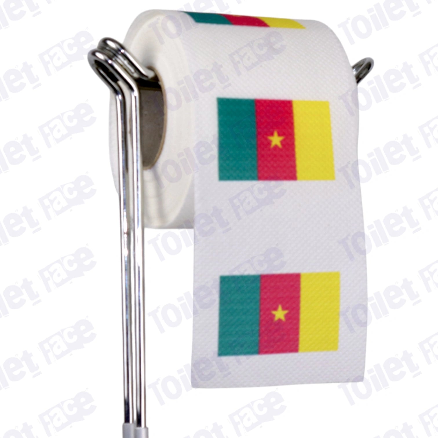 cameroon flag novelty toilet paper on a holder