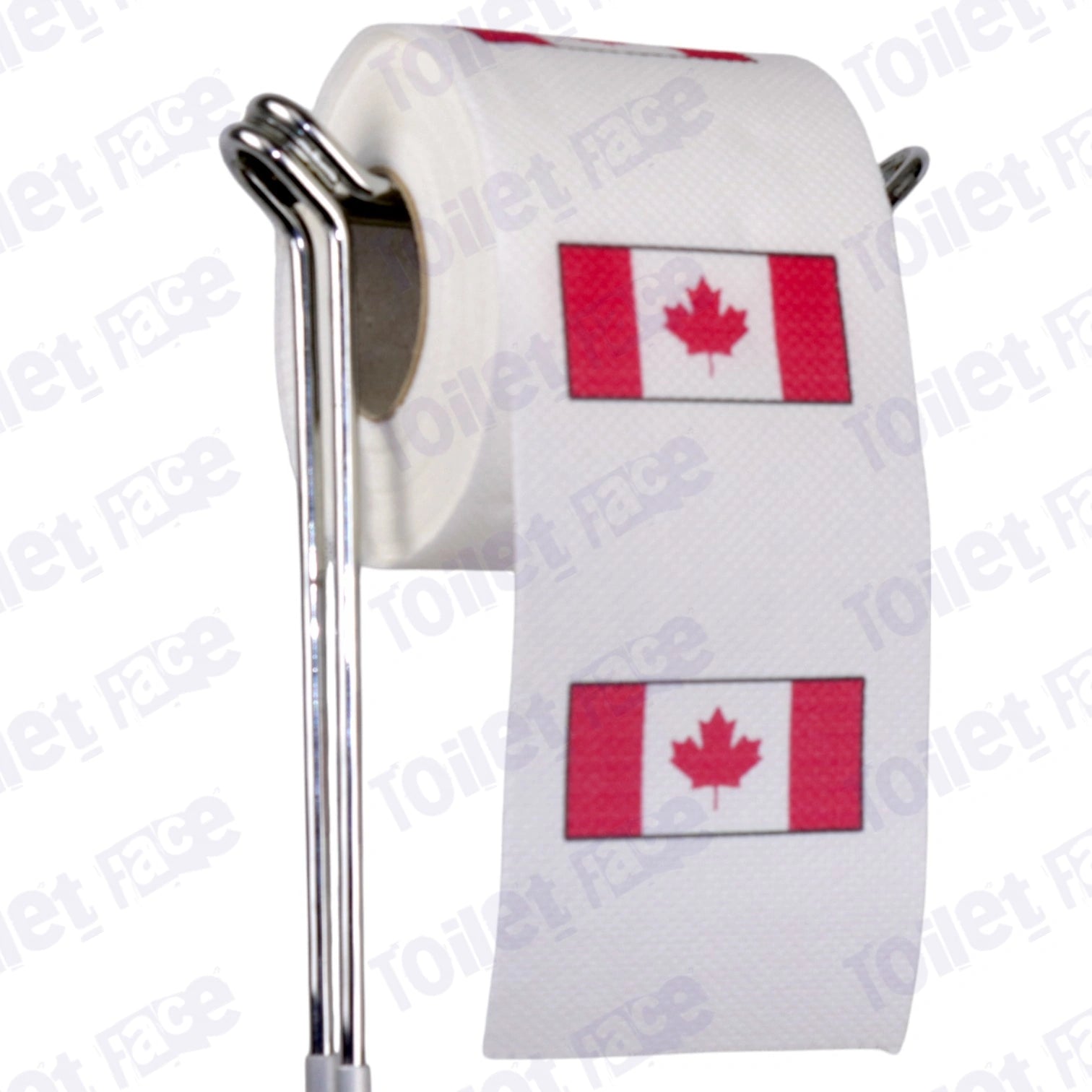 canada flag novelty toilet paper on a holder