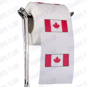 canada flag novelty toilet paper on a holder