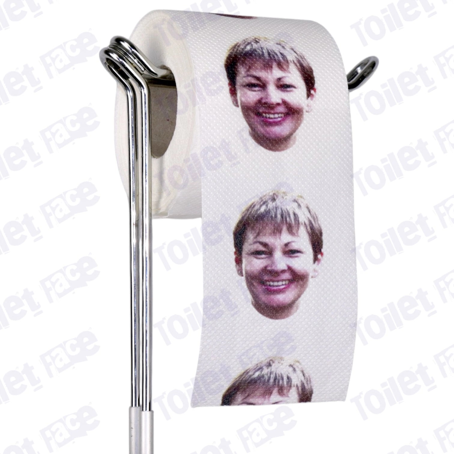 Caroline Lucas Novelty Toilet Paper Product Image On A Stand