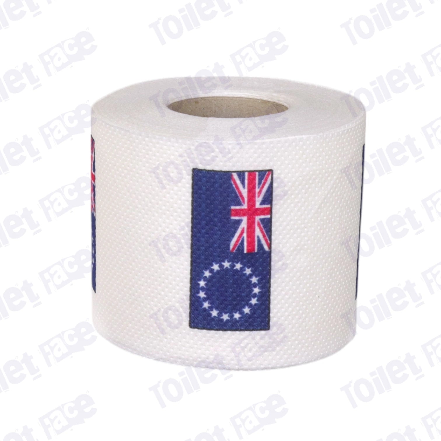 cook islands flag printed on novelty toilet paper roll