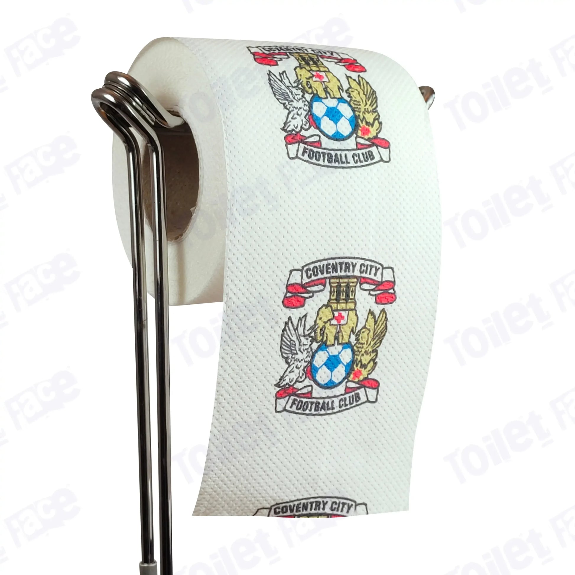 Coventry City Novelty Toilet Paper Product Image On A Stand|Coventry City Novelty Toilet Paper Product Image On It's Side|||||||||||||||