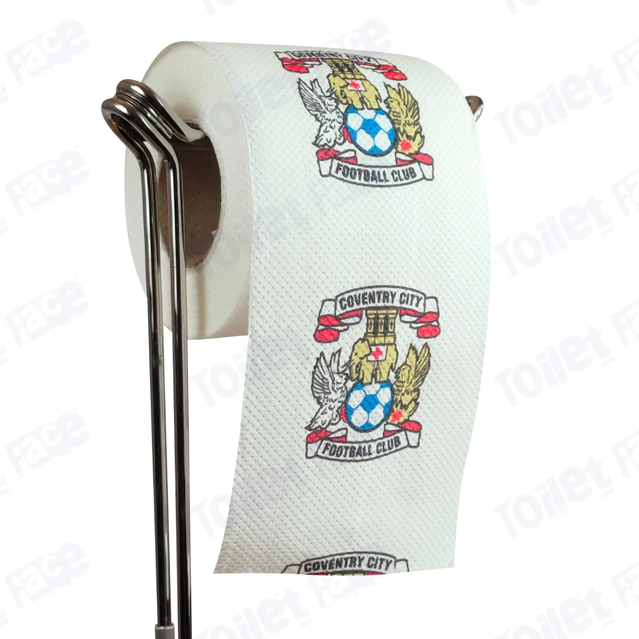 Coventry City Novelty Toilet Paper Product Image On A Stand|Coventry City Novelty Toilet Paper Product Image On It's Side|||||||||||||||