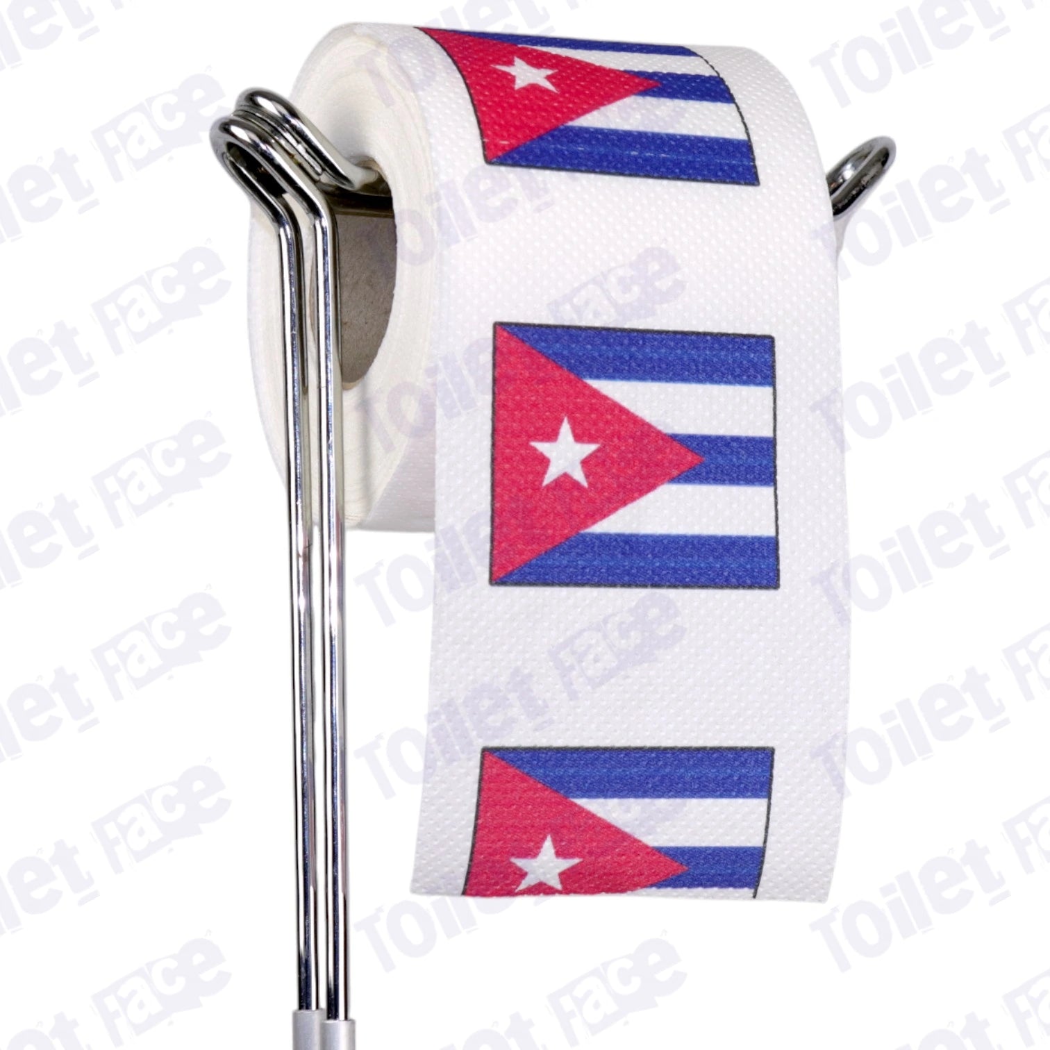 cuba flag novelty toilet paper on a holder