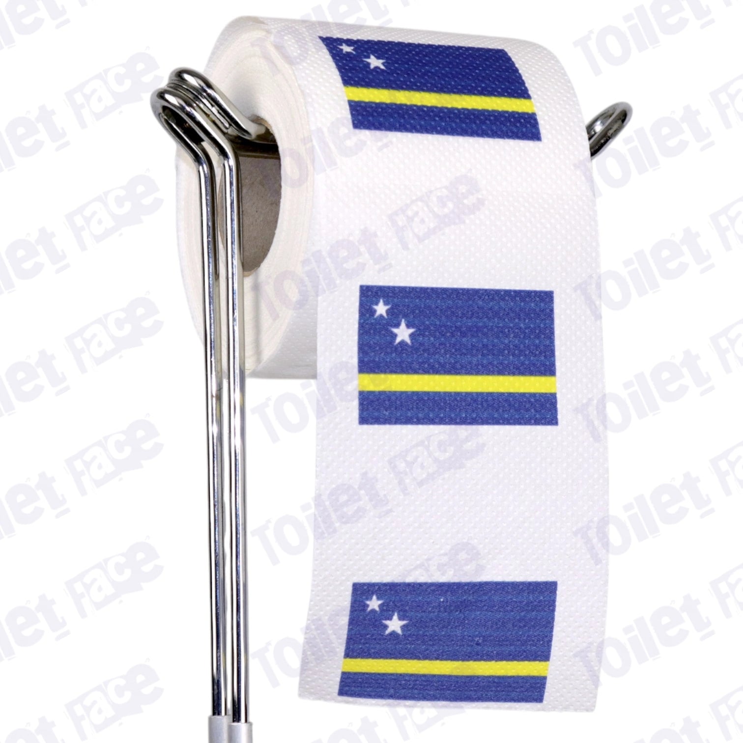curacao flag novelty toilet paper on a holder