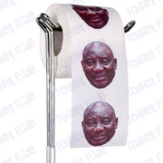 Cyril Ramaphosa Novelty Toilet Paper Product Image On A Stand