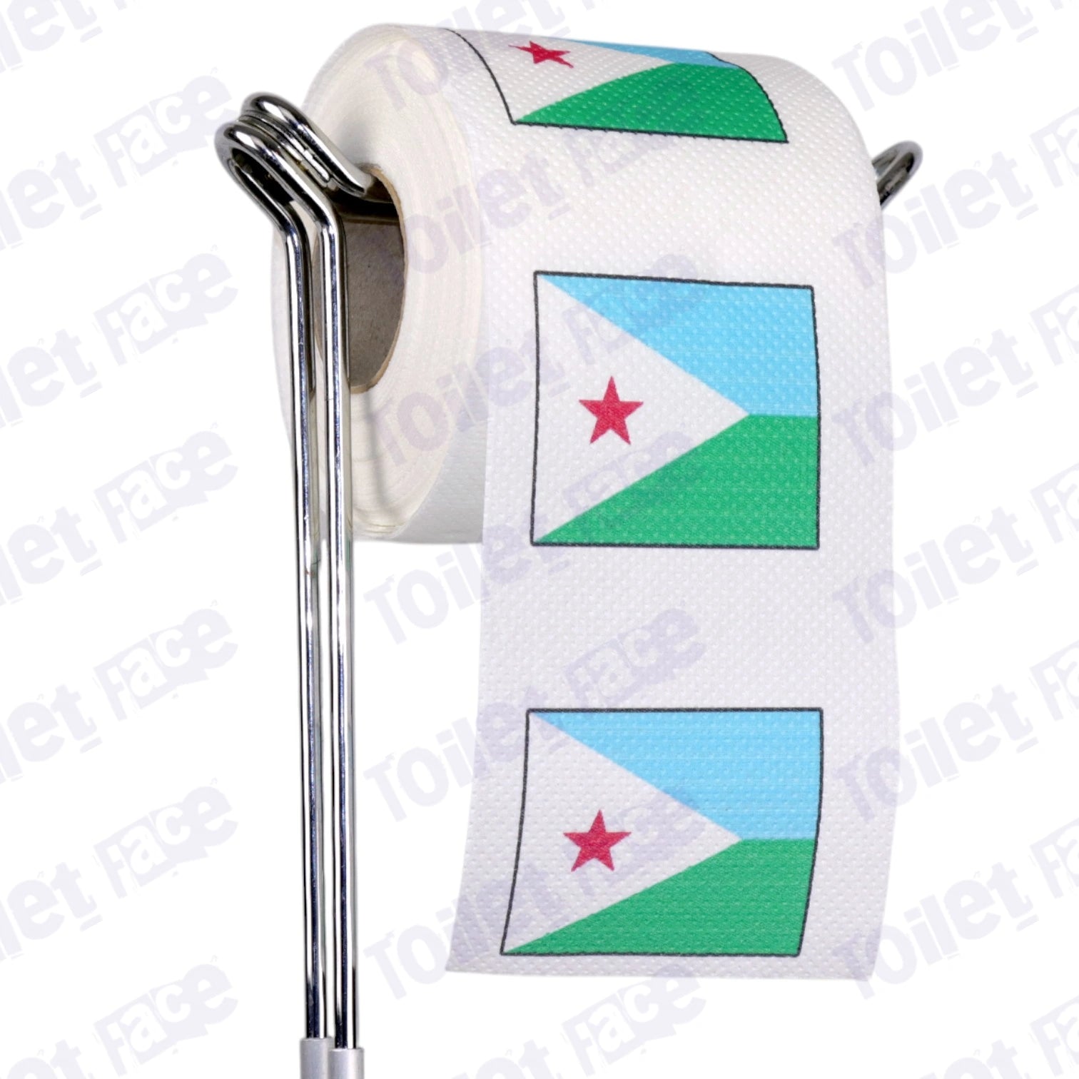 djibouti flag novelty toilet paper on a holder