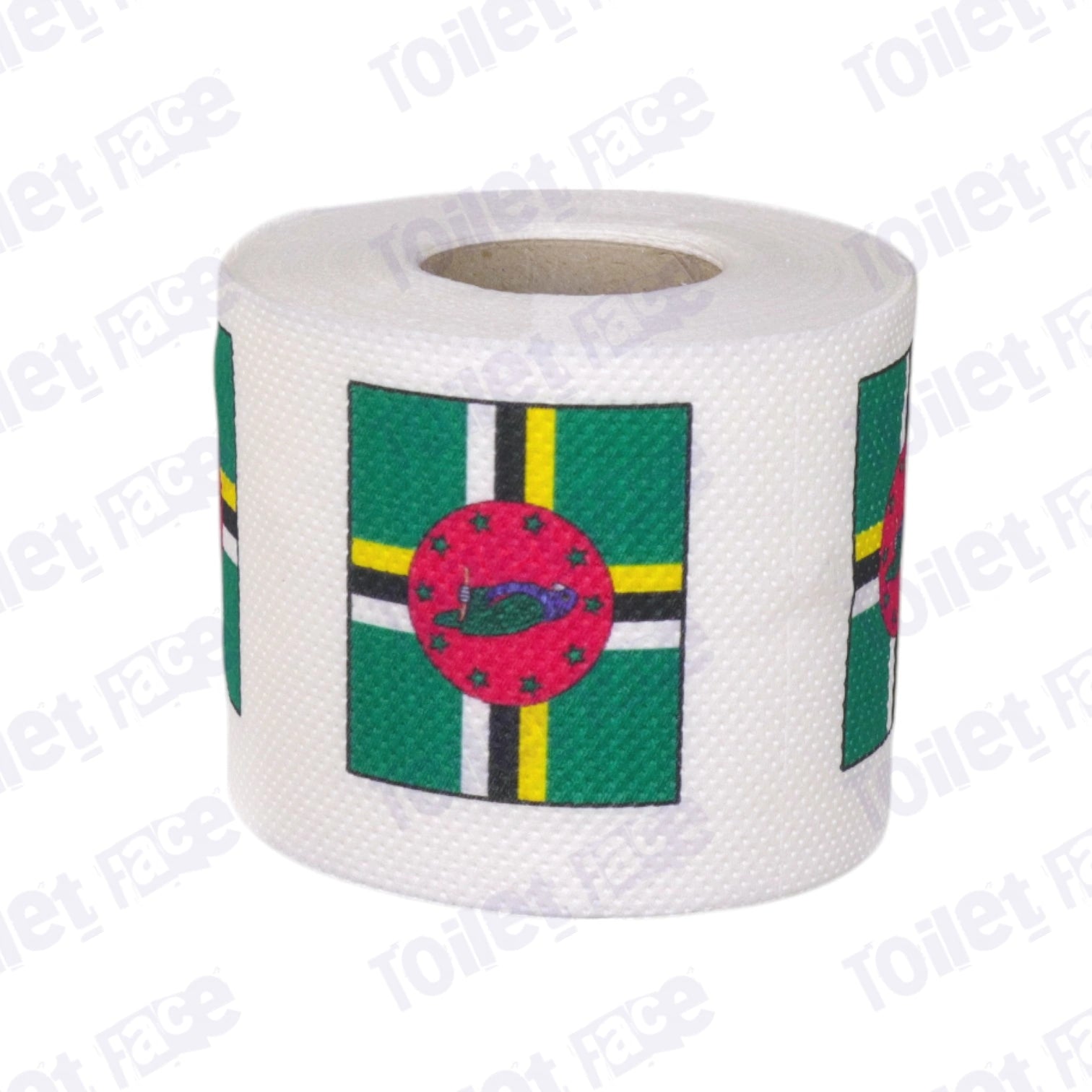 dominica flag printed on novelty toilet paper roll