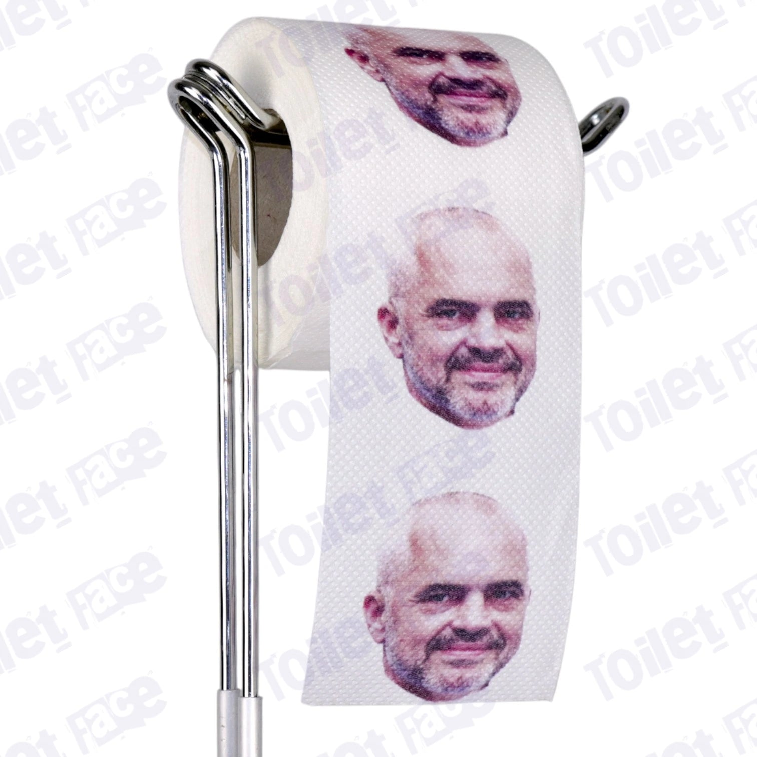 Edi Rama Novelty Toilet Paper Product Image On A Stand
