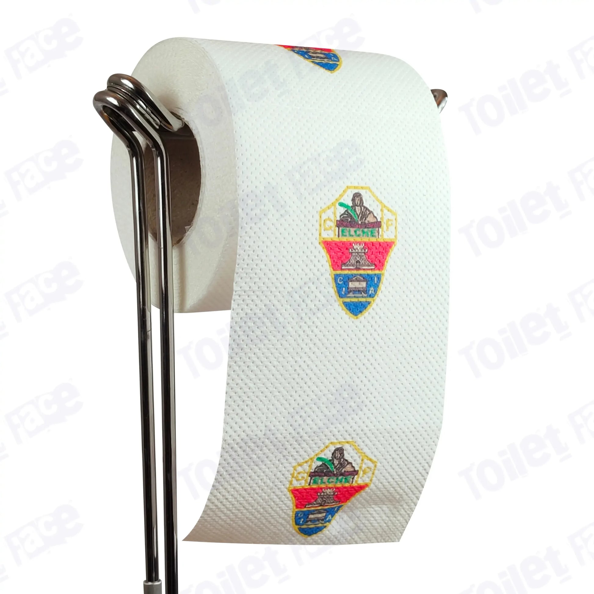 Elche Novelty Toilet Paper Product Image On A Stand|Elche Novelty Toilet Paper Product Image On It's Side|||||||||||||||