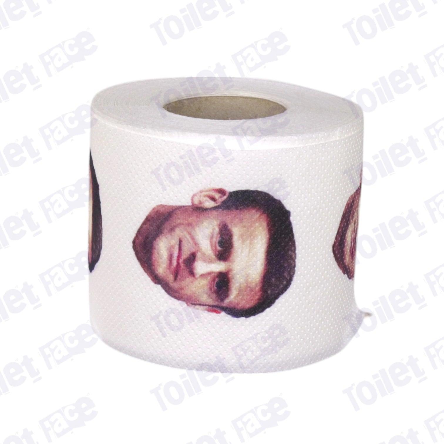 Emmanuel Macron Novelty Toilet Paper Product Image On It's Side