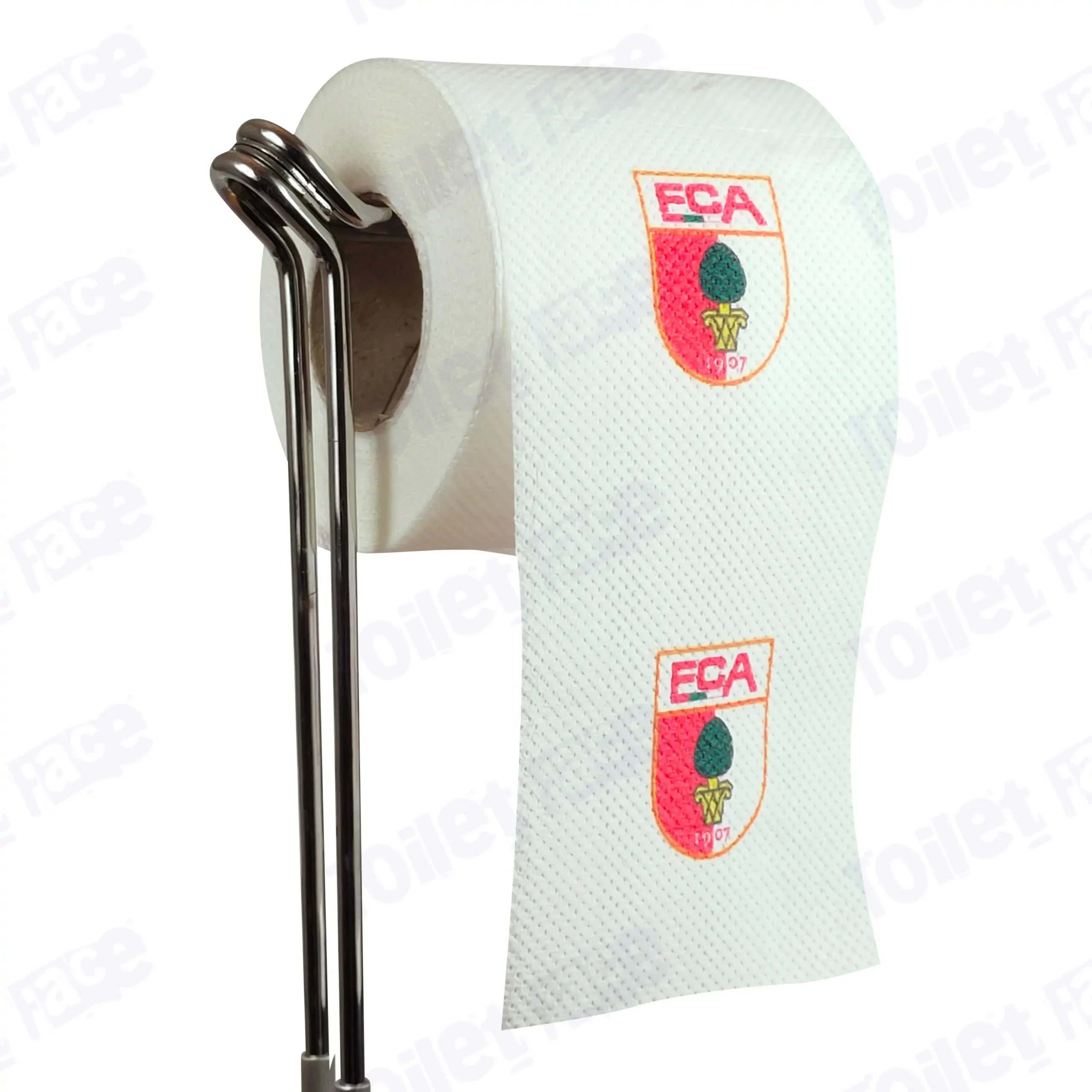 FC Augsburg Novelty Toilet Paper Product Image On A Stand|FC Augsburg Novelty Toilet Paper Product Image On It's Side|||||||||||||||