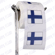 finland flag novelty toilet paper on a holder