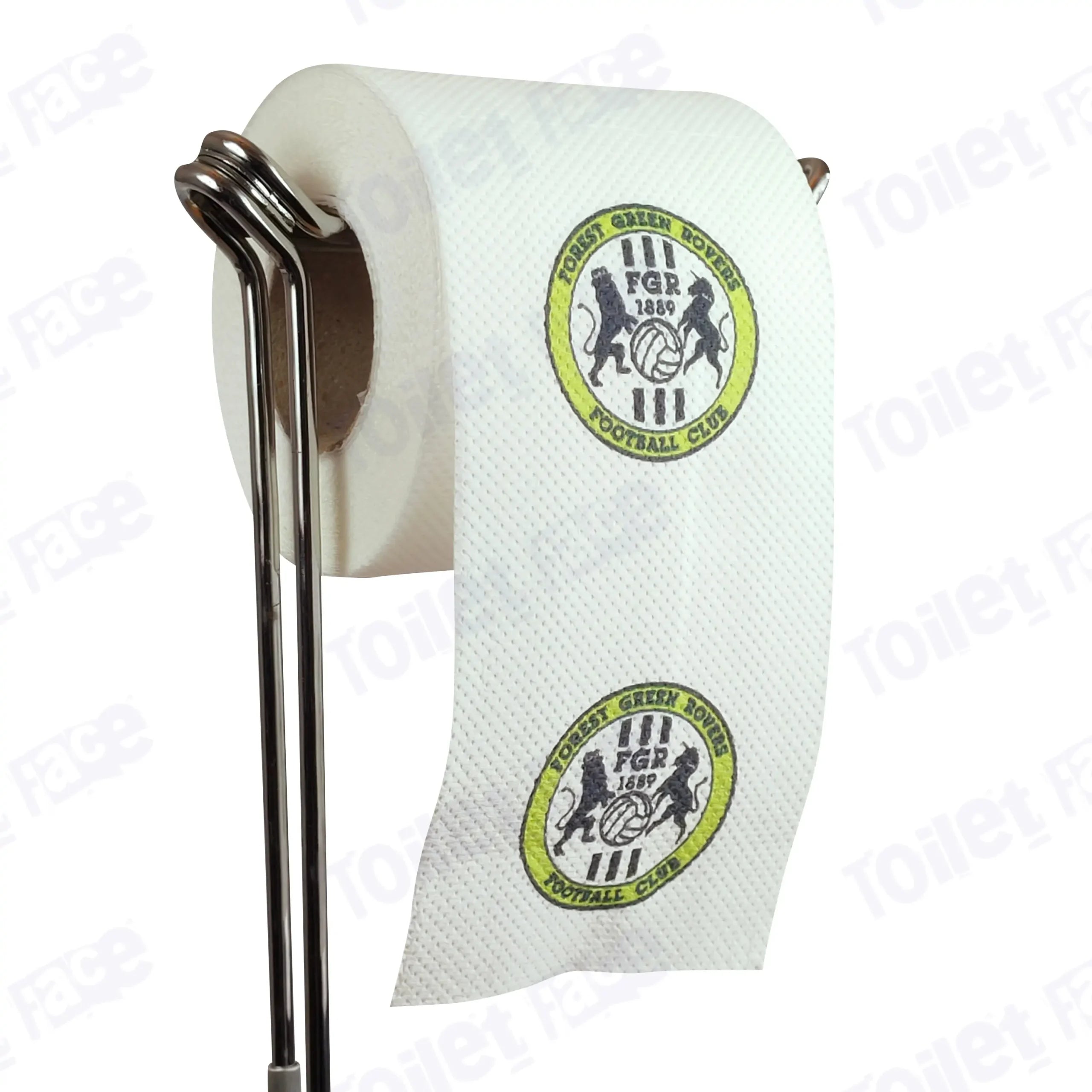 Forest Green Rovers Novelty Toilet Paper Product Image On A Stand|Forest Green Rovers Novelty Toilet Paper Product Image On It's Side|||||||||||||||