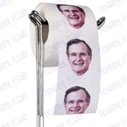 George H. W. Bush Novelty Toilet Paper Product Image On A Stand