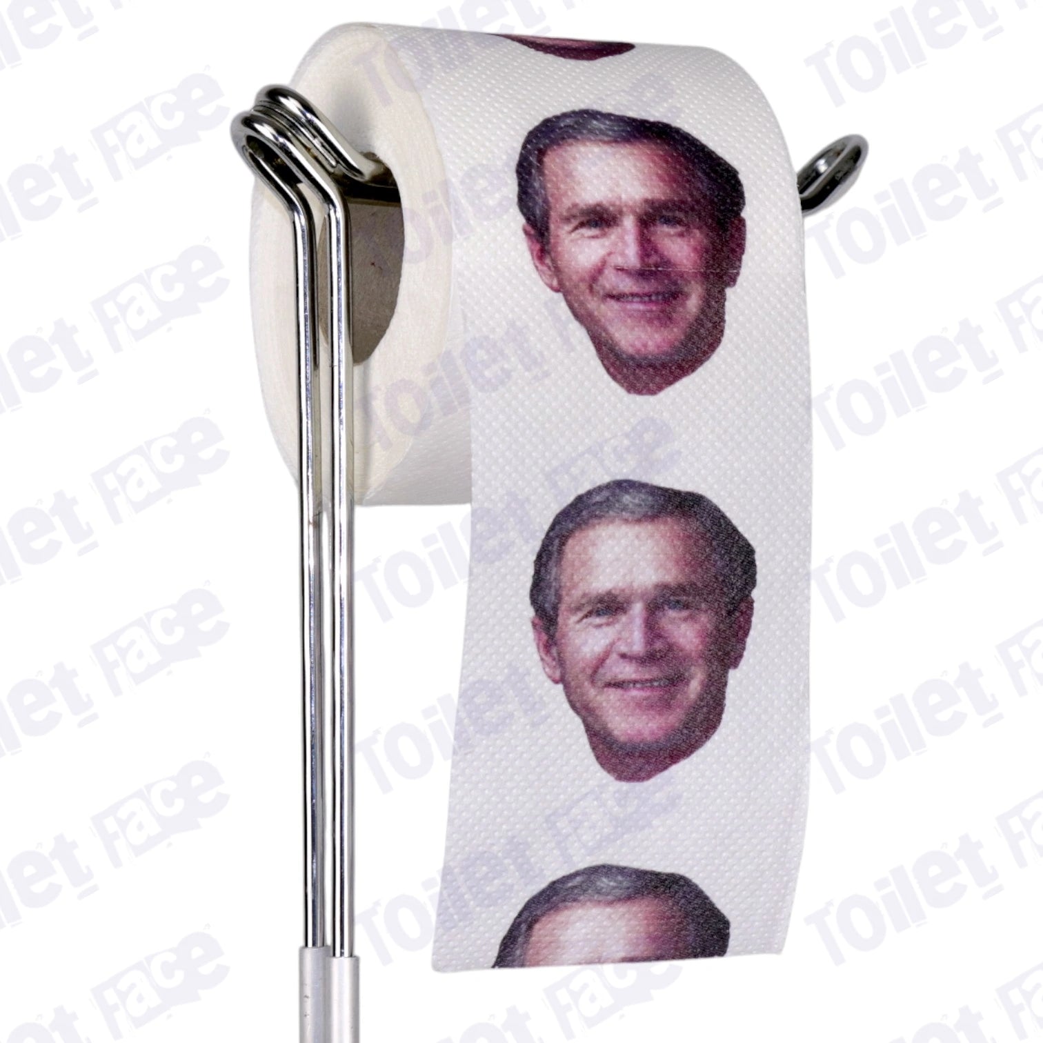 George W. Bush Novelty Toilet Paper Product Image On A Stand