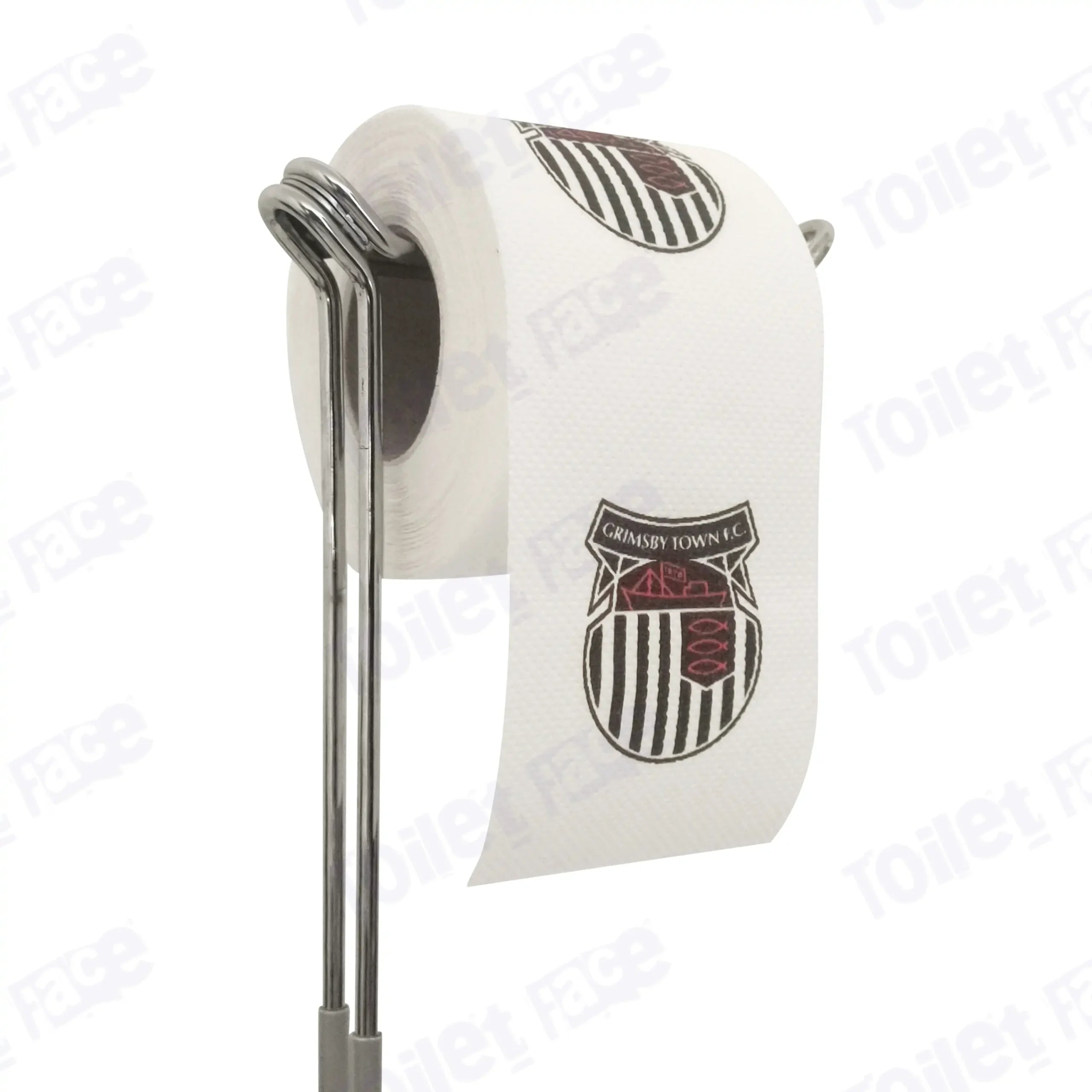Grimsby Town Novelty Toilet Paper Product Image On A Stand|Grimsby Town Novelty Toilet Paper Product Image On It's Side|||||||||||||||