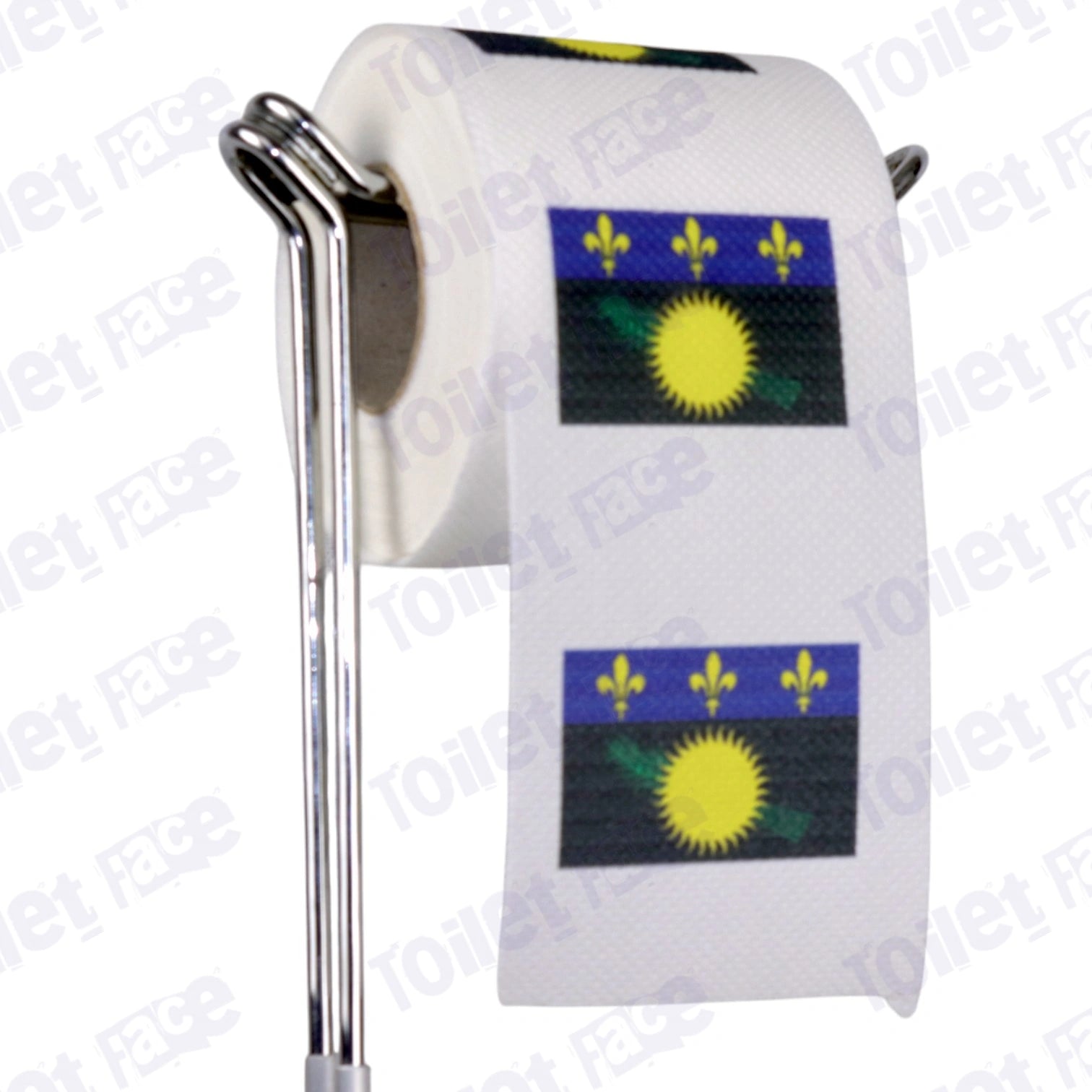 guadeloupe flag novelty toilet paper on a holder