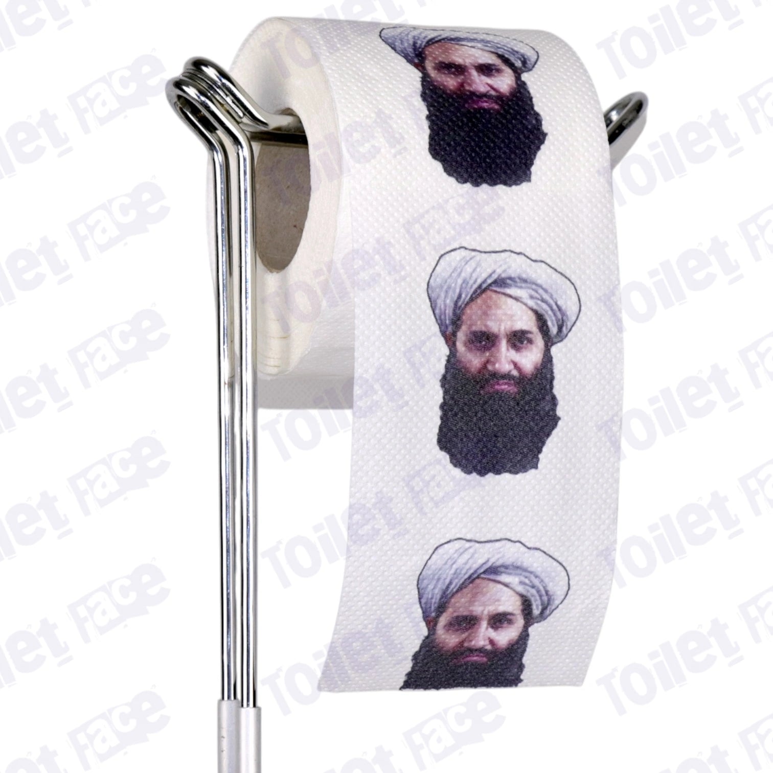 Hibatullah Akhundzada Novelty Toilet Paper Product Image On A Stand