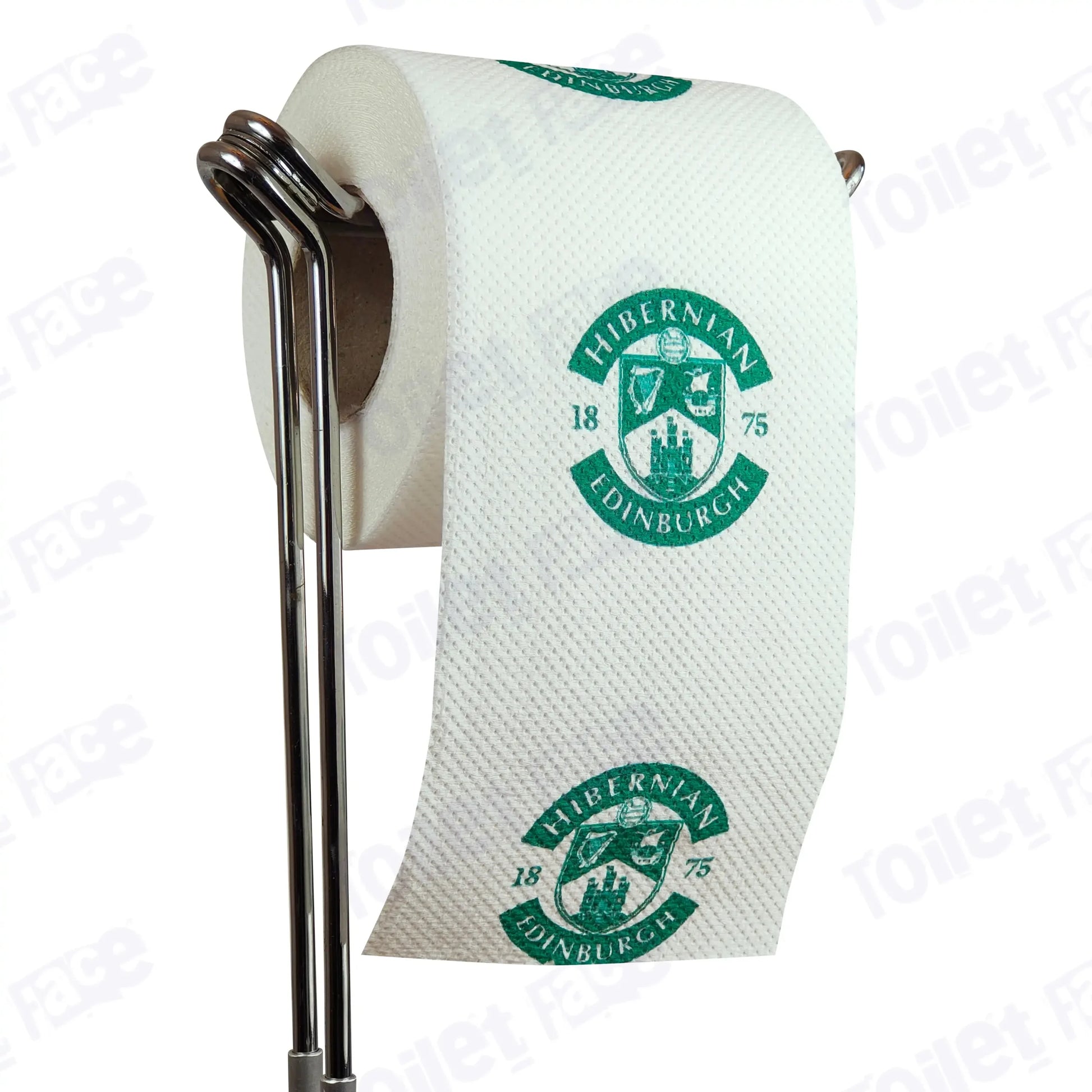 Hibernian Novelty Toilet Paper Product Image On A Stand|Hibernian Novelty Toilet Paper Product Image On It's Side|||||||||||||||