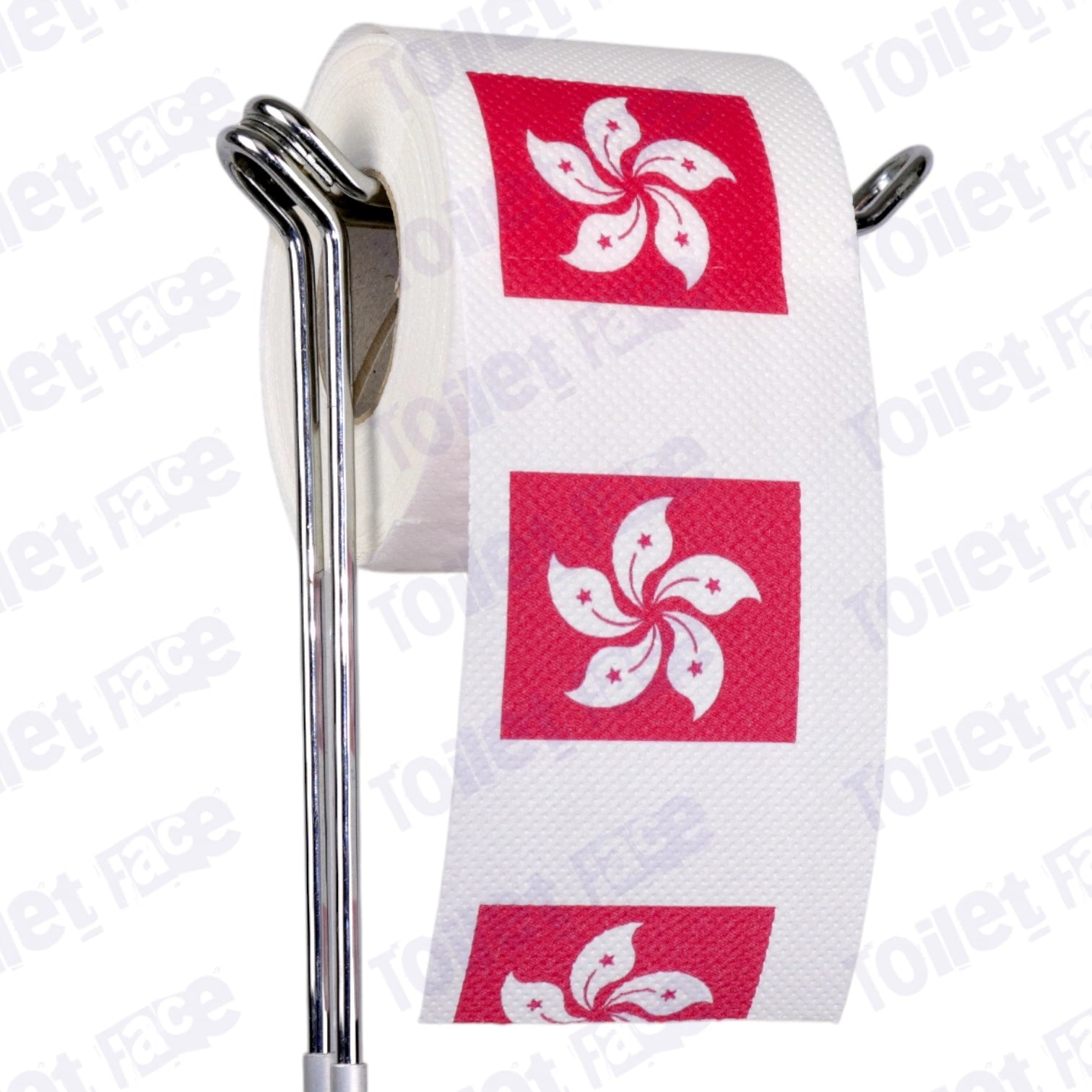 hong kong flag novelty toilet paper on a holder