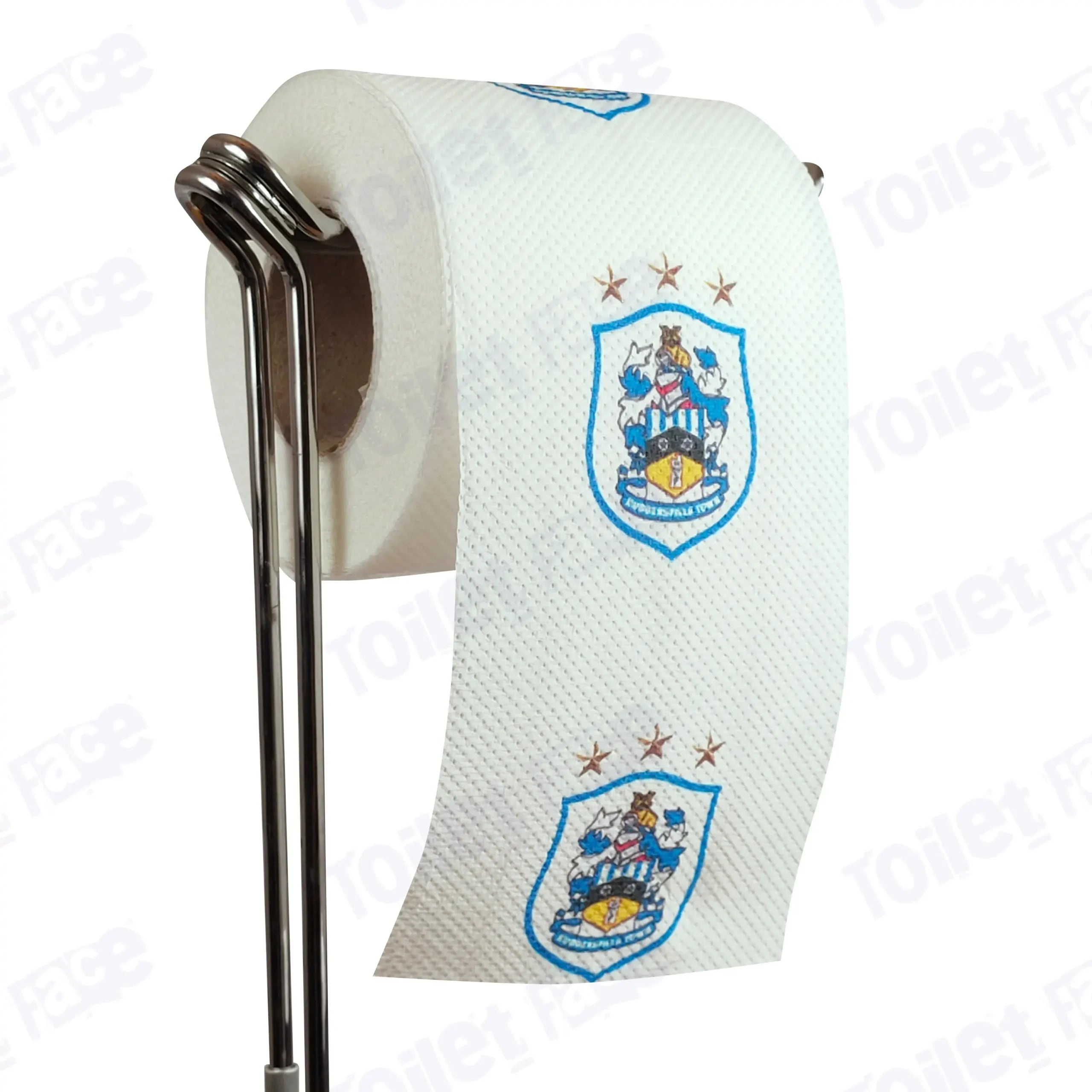 Huddersfield Town Novelty Toilet Paper Product Image On A Stand|Huddersfield Town Novelty Toilet Paper Product Image On It's Side|||||||||||||||