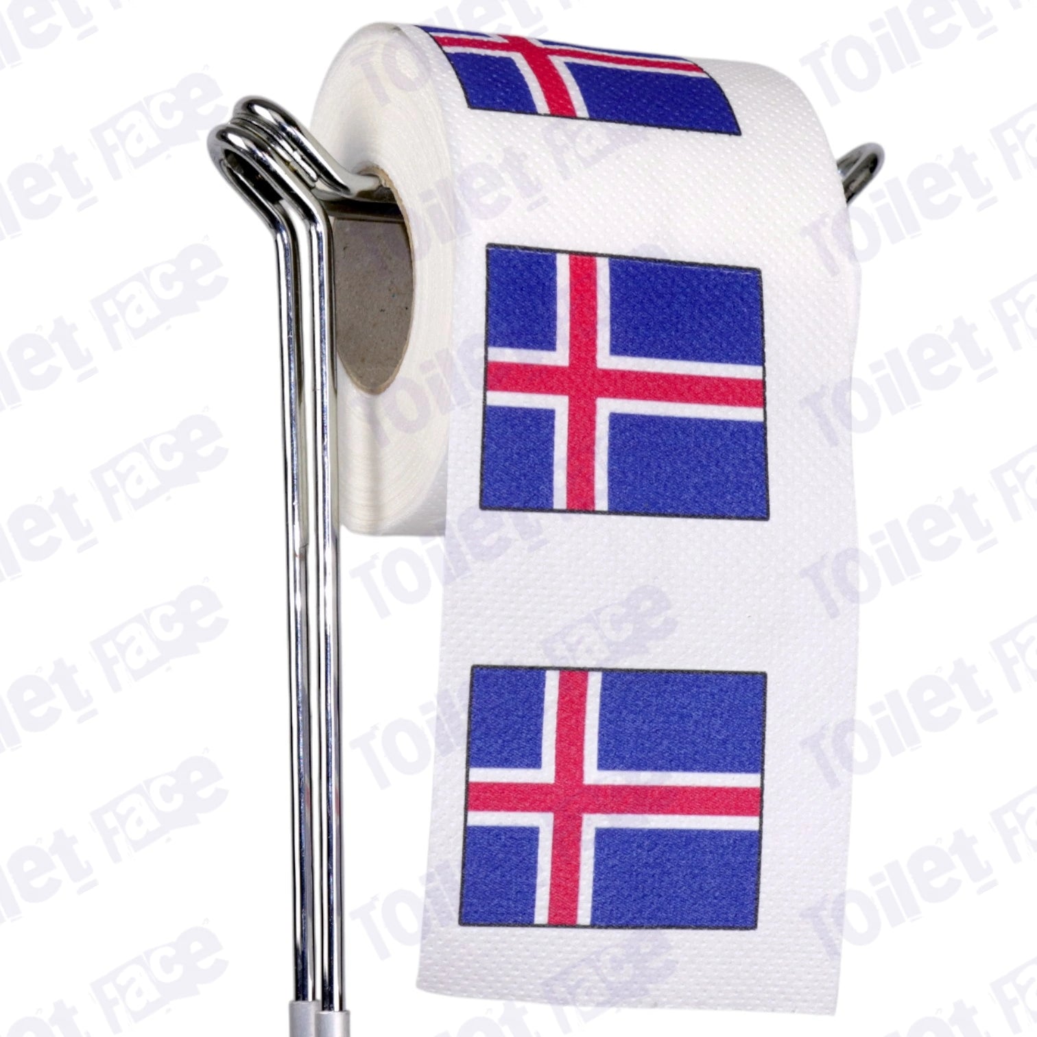 iceland flag novelty toilet paper on a holder