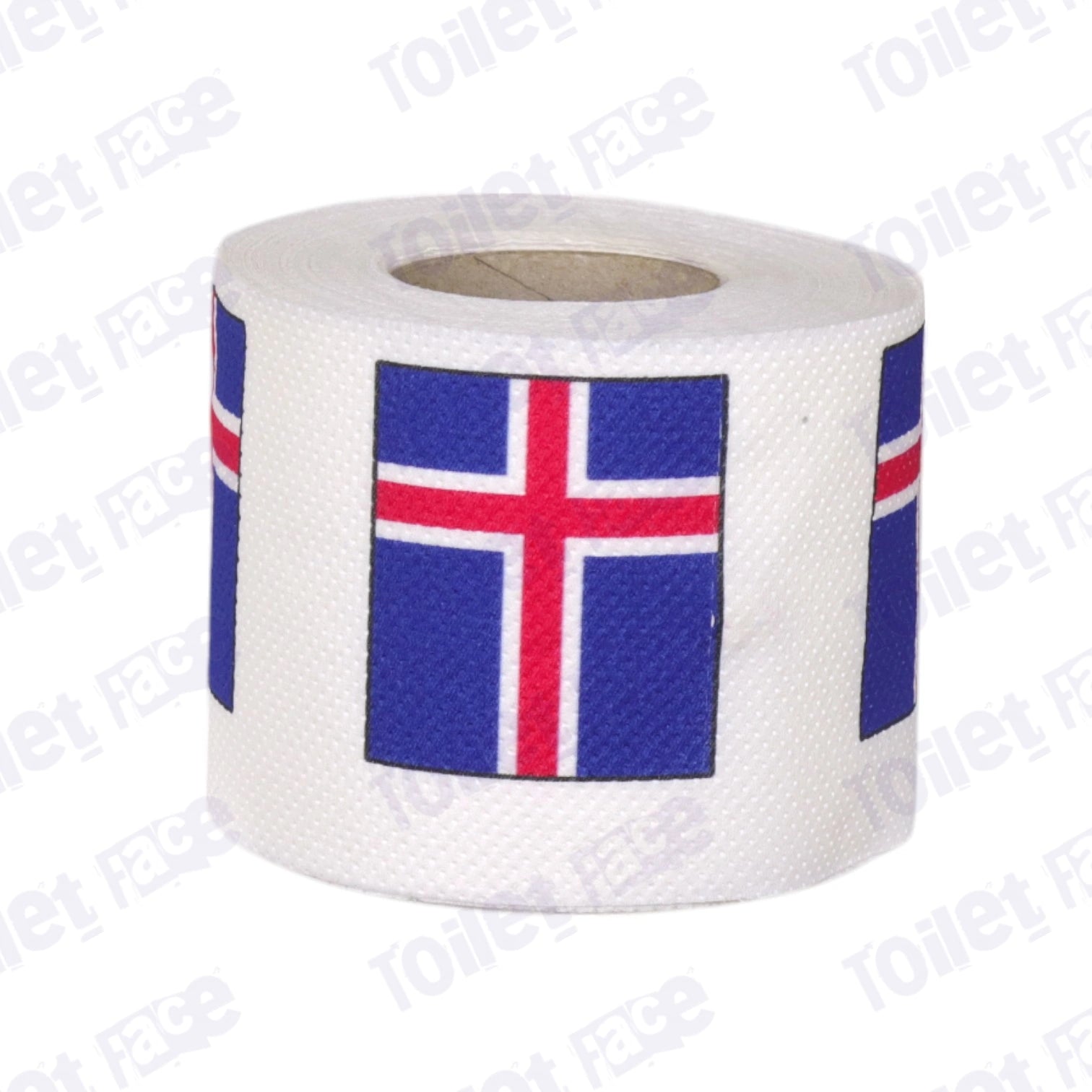 iceland flag printed on novelty toilet paper roll