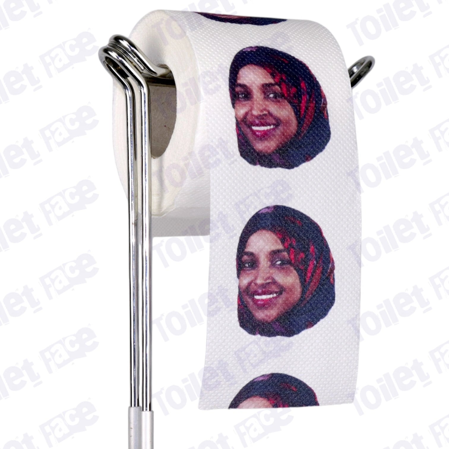 Ilhan Omar Novelty Toilet Paper Product Image On A Stand