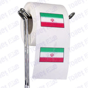 iran flag novelty toilet paper on a holder