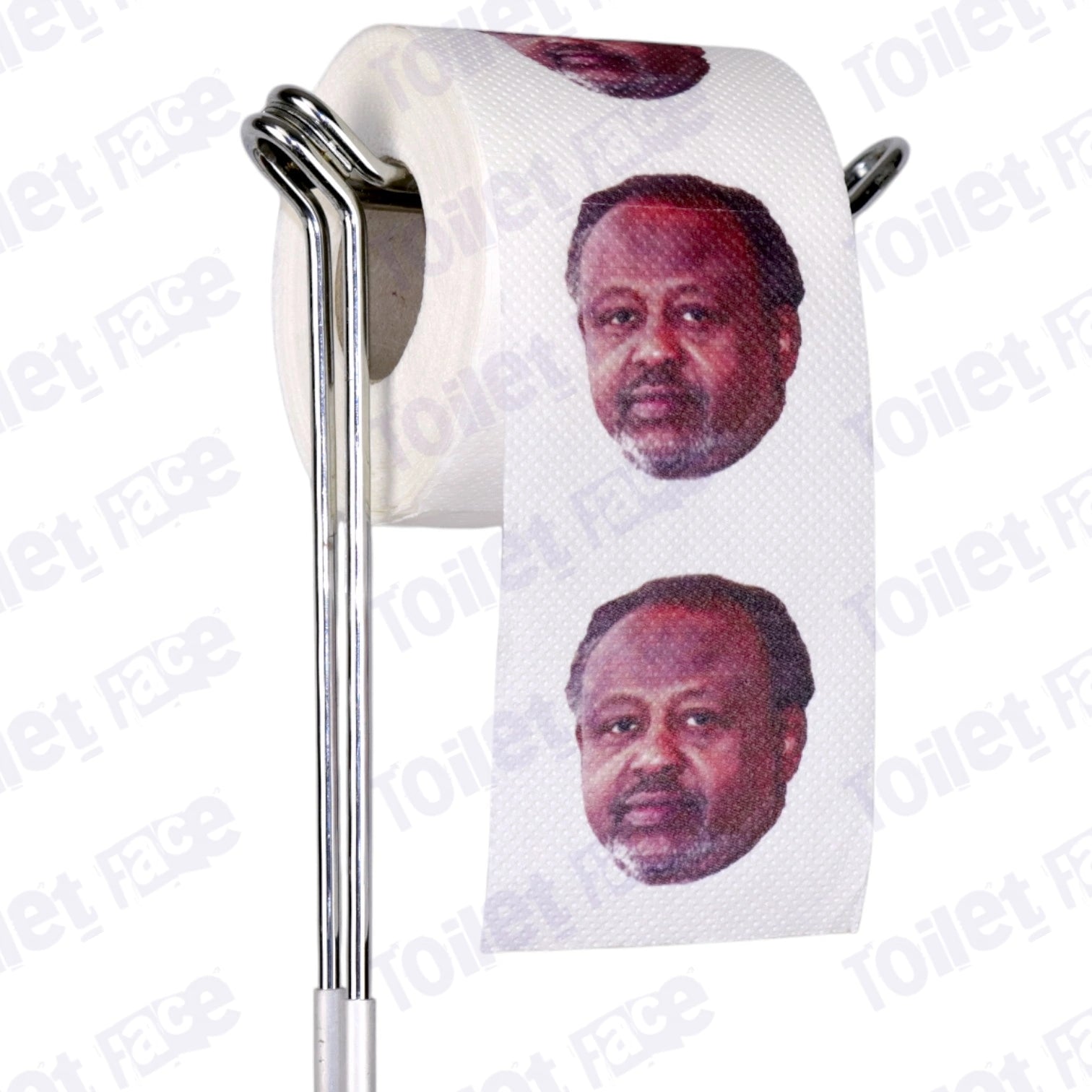 Ismaïl Omar Guelleh Novelty Toilet Paper Product Image On A Stand