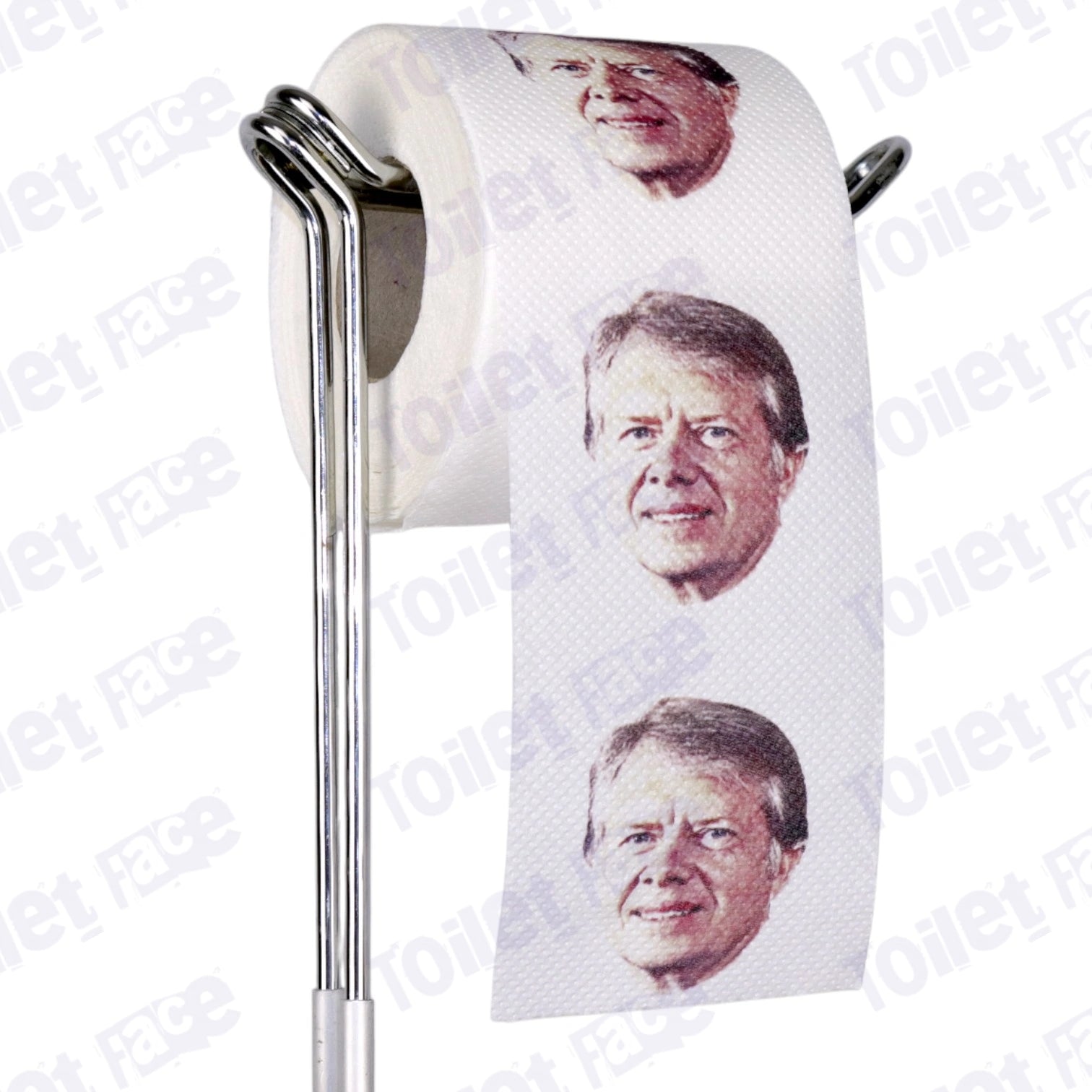 Jimmy Carter Novelty Toilet Paper Product Image On A Stand