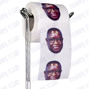 Julius Maada Bio Novelty Toilet Paper Product Image On A Stand